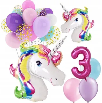 Balónek BALÓNKY sada narozeniny 3 ROKY JEDNOROŽEC UNICORN