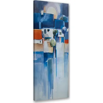 Obraz OBRAZ DO OBÝVÁKU Abstraktní město malované NA PLÁTNĚ 50x150