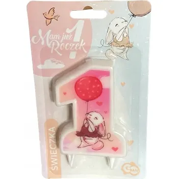 Narozeninová svíčka Ráček 1 růžová králíček