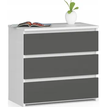 Noční stolek Akord noční stolek CL3 60 cm 3 zásuvky - bílá-grafit šedá 60 x 57 x 35