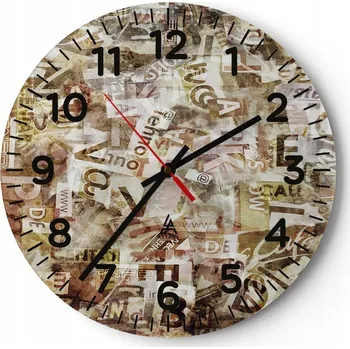 Hodiny Nástěnné hodiny do obýváku 40x40 Graffiti Kulatý Skleněné hodiny Loft Tiché