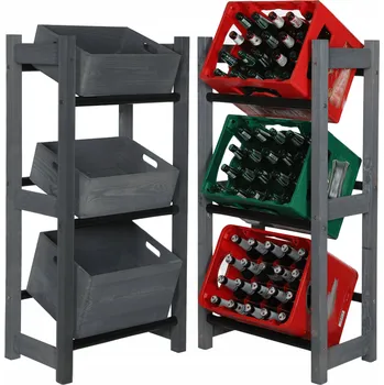 Dílenský regál Dřevěný regál Wamar-Sosenka 3 police 108 cm na bedýnky, max. nosnost 30 kg