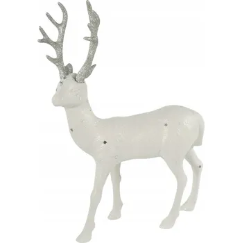 Obraz Bílý sob se třpytkami, figurka, ozdoba 32 cm