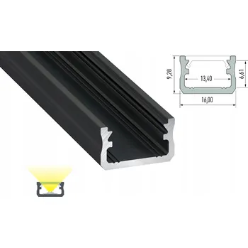 LED páska LIŠTA PRO LED PÁSKY POVRCHOVÁ 2M ČERNÁ