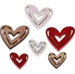 Srdce dřevěné, mix 24ks - KLA711 - SLEVA 3% s kodem radost25