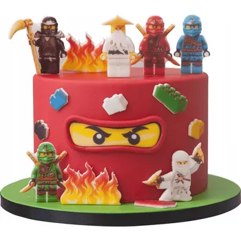 Party dekorace Sada dekorací na dort Lego Ninjago 15 el. figurky postavy oplatek