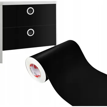Tapeta Samolepicí Fólie PVC Tapeta na Nábytek Dveře Skříňky DIY Černá Matná