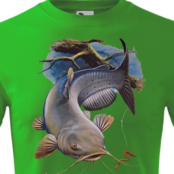 Pánské tričko TOP Rybářské tričko Sumec - velikost S, Barva Zelená