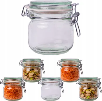 Sklenice 370ml hermetické skleněné SKLENICE se svorkou kuchyňské nádoby 6 Ks