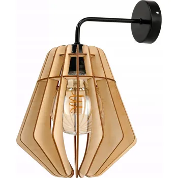 Nástěnné svítidlo Nástěnná lampa, nástěnná lampička, pevná, jednoduchá LOFT, stínidlo DIAMANT, dřevo, pro 1x E27