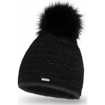 Čepice Teplá Čepice dámská čepice beanie, černá fleecová s bambulkou, UNI PaMaMi