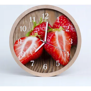 Hodiny Rustikální nástěnné hodiny Tiché Jahody Ovoce