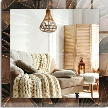 Zrcadlo Zrcadlo s potiskem do koupelny ložnice obývacího pokoje tropické listy 60x60 cm