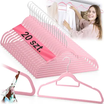 Věšák Šatní ramínko sametový Massido růžový