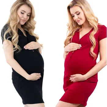 Dámská noční košile SADA 2 KUSŮ TĚHOTENSKÉHO NOČNÍ NA KOJENÍ XXL