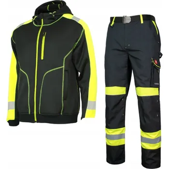 Pracovní obuv PRACOVNÍ ODĚV SADA reflexní OCHRANNÉ kalhoty mikina s kapucí BOZP 48