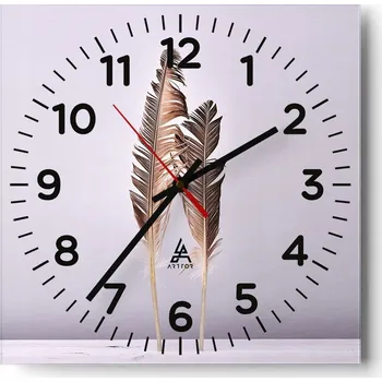 Hodiny Nástěnné hodiny do obýváku 40x40 Ptačí pero Tiché hodiny na skle Bez hlučné