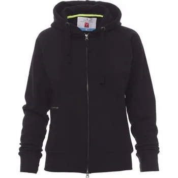 Dámská mikina Payperwear Dámská propínací mikina Dallas s kapucí a bílou stahovací šňůrkou Barva: Černá, Velikost: XXL