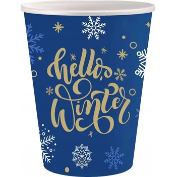 Party nádobí Papírové kelímky Godan Hello Winter Navy Blue 250 ml modré 6 ks