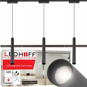 Magnetické lištové osvětlení LIŠTA 1m + 3x závěsné LED svítidlo TUBA černé