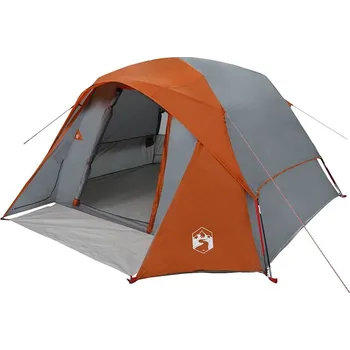 Stan OMAXI Kempingový stan kabinový 4 osoby šedý a oranžový nepromokavý 657986