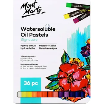 Kresba Sada Vodou Ředitelných Olejových Pastelů Mont Marte 36 6 KS v Kovovém Pouzdře