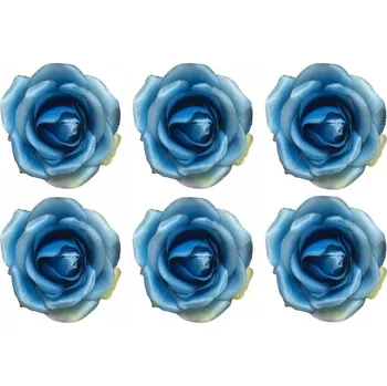umělá květina MALÁ UMĚLÁ MODRÁ RŮŽE pro dekoraci dekorace kytice, 6 Ks dekorace kytice ve tvaru srdce