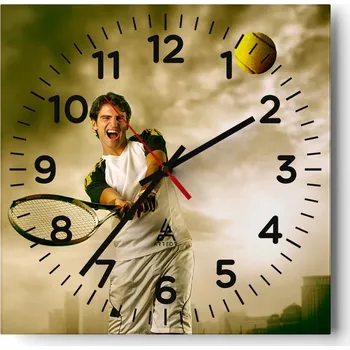 Hodiny Nástěnné hodiny do obýváku 40x40 Sport Bezhlučné hodiny na skle Stylové Tiché