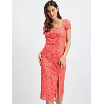 Dámské šaty Růžové dámské krajkované šaty