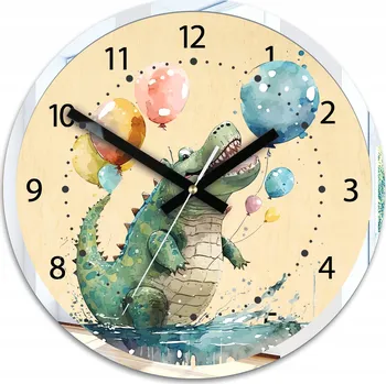 Hodiny Dětské nástěnné hodiny Krokodýl 30 cm TICHÉ