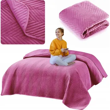 Přehoz na lůžko Přehoz na postel Łóżkoholicy velur 220 cm x 240 cm růžový
