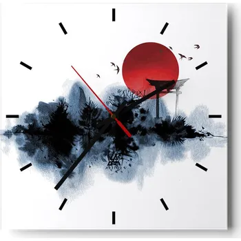 Hodiny Velké nástěnné hodiny 40x40 Krajina Skleněné hodiny Tiché