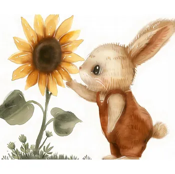 Plakát Plakát Zajíček se Slunečnicí bez rámu 60 x 50 cm