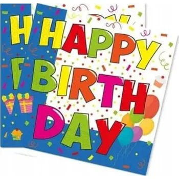 Papírový ubrousek PAPÍROVÉ UBROUSKY NAROZENINY BALÓNKY 33 CM 20 KS