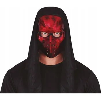 Karnevalová maska MASKA ČERVENÝ HOKEJOVÝ HRÁČ S KAPUCÍ JASON HALLOWEEN