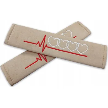 Návlek na bezpečnostní pás POTAHY NA BEZPEČNOSTNÍ PÁSY AUDI ALCANTARA BÉŽOVÉ 2 KS + VÝŠIVKA