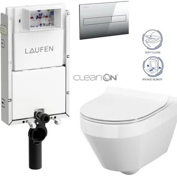 WC sada LAUFEN Podomít. systém LIS TW1 SET s chromovým tlačítkem + WC CERSANIT CLEANON CREA OVÁL + SEDÁTKO H8946630000001CR CR1