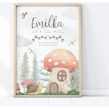 Plakát Plakát Metrička Pohádková Země Muchomůrek A4 (21 x 29,7 cm)