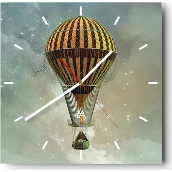 Hodiny Nástěnné hodiny do kuchyně 30x30 Balón Stylové hodiny na skle Loft Tiché