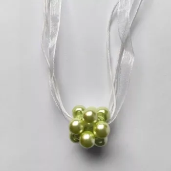 Souprava šperků Zeleno-bílá perlová kulička s náušnicemi