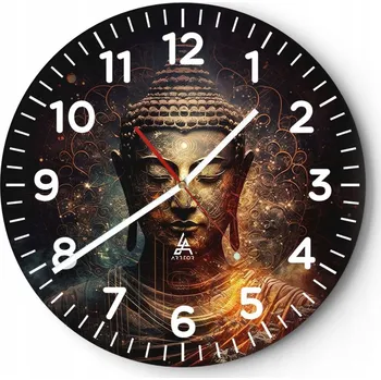 Hodiny Kuchyňské nástěnné hodiny 30x30 Buddha Moderní skleněné hodiny do obýváku Tiché