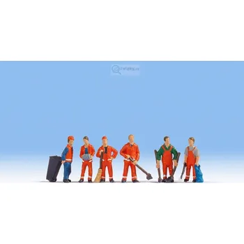 Modelová železnice TT - Popeláři 6 figurek s popelnicí a nářadím / NOCH 45029