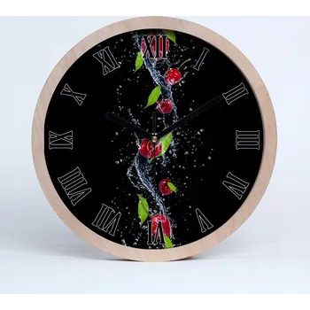 Hodiny Dřevěné nástěnné hodiny kulatý třešeň průměr 30 cm
