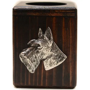 Svícen Skotský teriér dřevěný svícen se psem, na čajovou svíčku/ohřívač