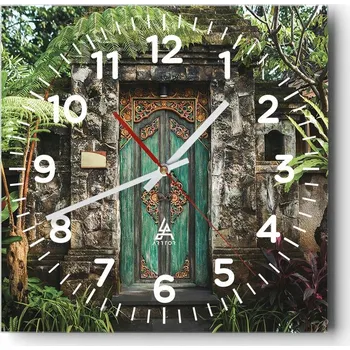 Hodiny Nástěnné hodiny do obýváku 40x40 Krásné Dveře Tiché hodiny na skle Bezhlučné