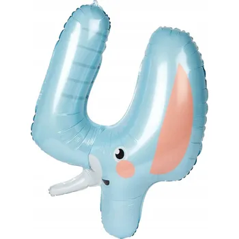 Balónek NAROZENINOVÝ FÓLIOVÝ BALÓNEK SLON ČÍSLICE "4" 80 CM