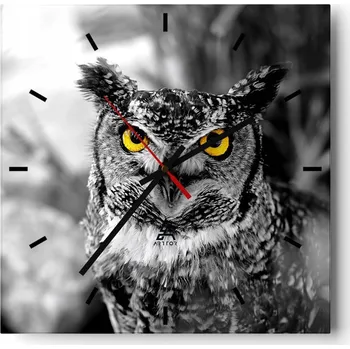 Hodiny Velké nástěnné hodiny na zeď 40x40 Ptáci Skleněné hodiny Čtvercové Tiché