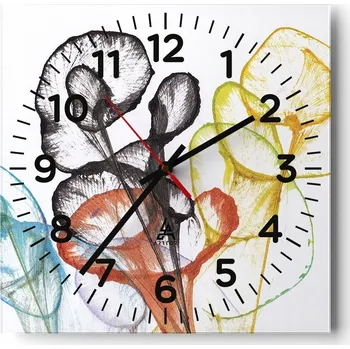 Hodiny Nástěnné hodiny do obýváku 40x40 Květiny Tichý chod Skleněné hodiny