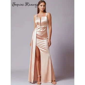 Dámské šaty Večerní šaty dlouhé Sequins SQ1229 Barva: Šampaňská, Velikost: XL