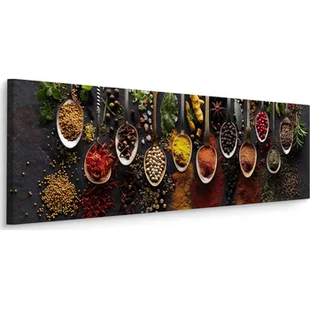 Obraz Obraz Na Plátně Canvas do Kuchyně LŽÍCE Koření Bylinky Jídlo 145x45